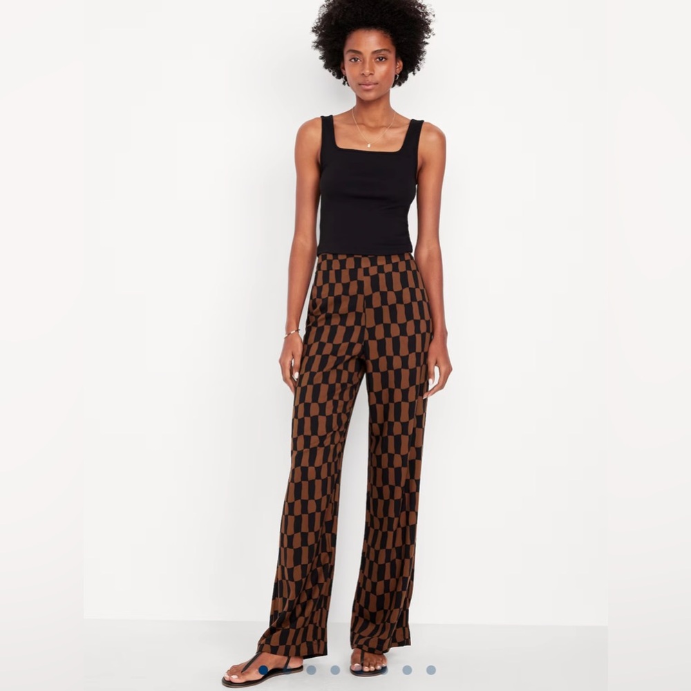 Old Navy Black and Brown Checkered Wide Leg Trousers